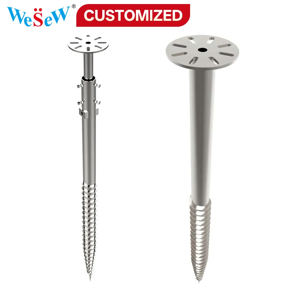 Custom Hot-Dip Galvanized Helical Ground Piles; Embedded Ground Screws for Solar Power Plant Mounting Systems; Ground Piles