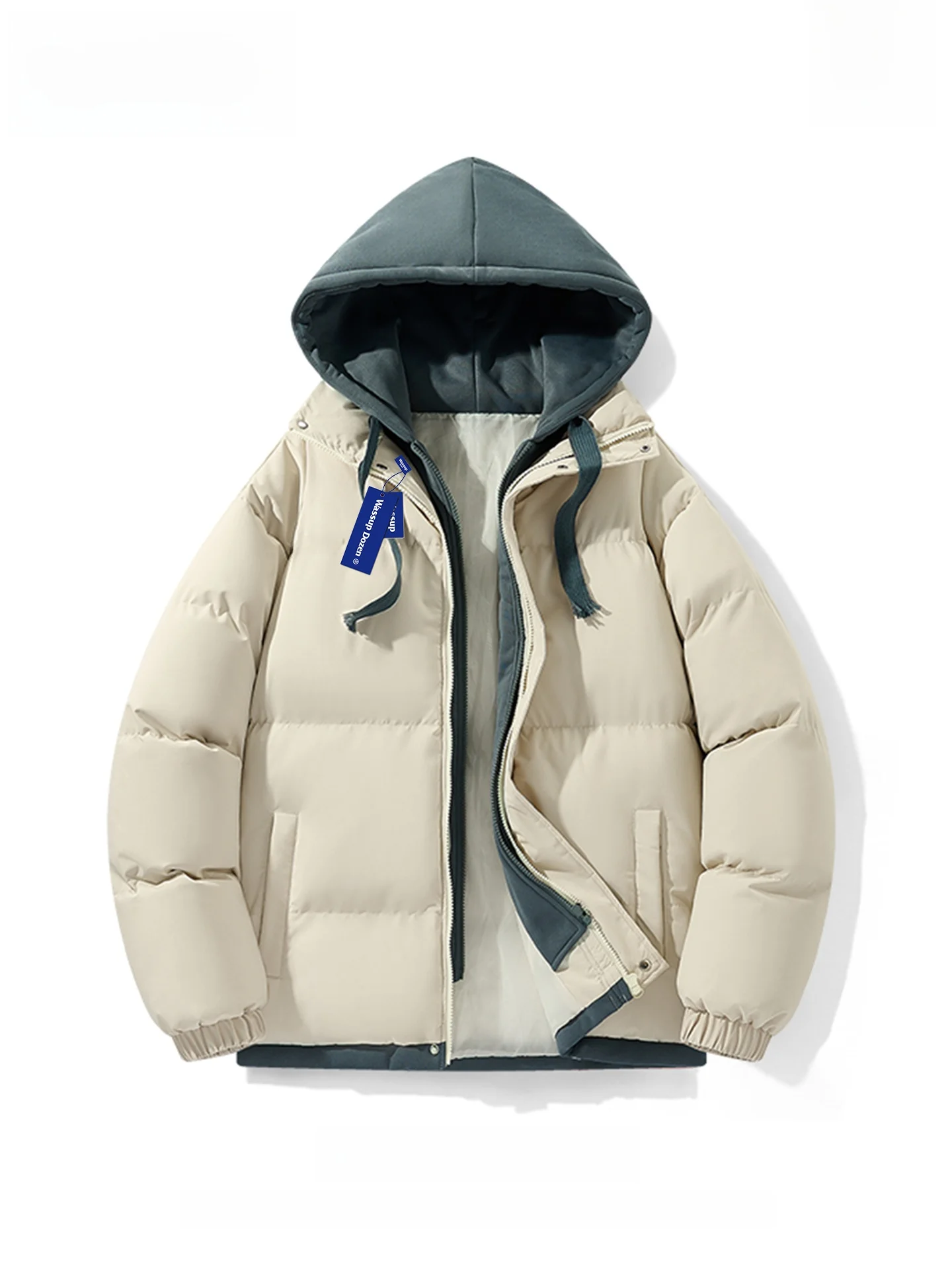 

Мужское пуховое хлопковое пальто Wassup Dozen, свободное пальто с капюшоном, молодежное пальто из полиэфирного волокна, теплое длинное светящееся пальто на молнии