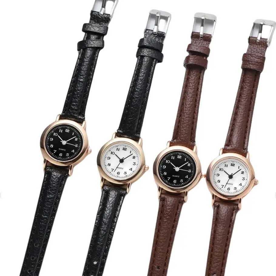 

Thin Strap Digital Dial Retro Relojes Para Mujer Watch Leather Strap Wristwatch Quartz Female Student Watches Small Dial