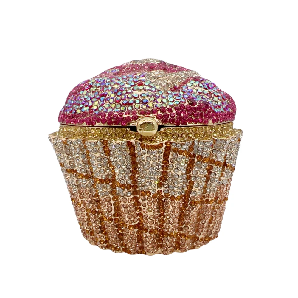 

Women Party Wedding Cute Cupcake Rhinestone Clutch Diamond Crystal Purse Evening Bags