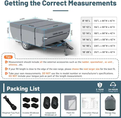 Umbrauto Pop Up Folding Camper Cover Upgraded 7 Layers Top Tent Trailer Cover Waterproof Extra Thick Polypropylene Breathable Ri 10 best sales pop up camper - №2
