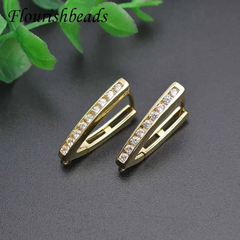 Imagem -02 - Suprimentos para Fazer Brincos Beads em Formato Triangular Cor de Ouro com Fio para Orelha Moda 30 Peças Lote cz Diy