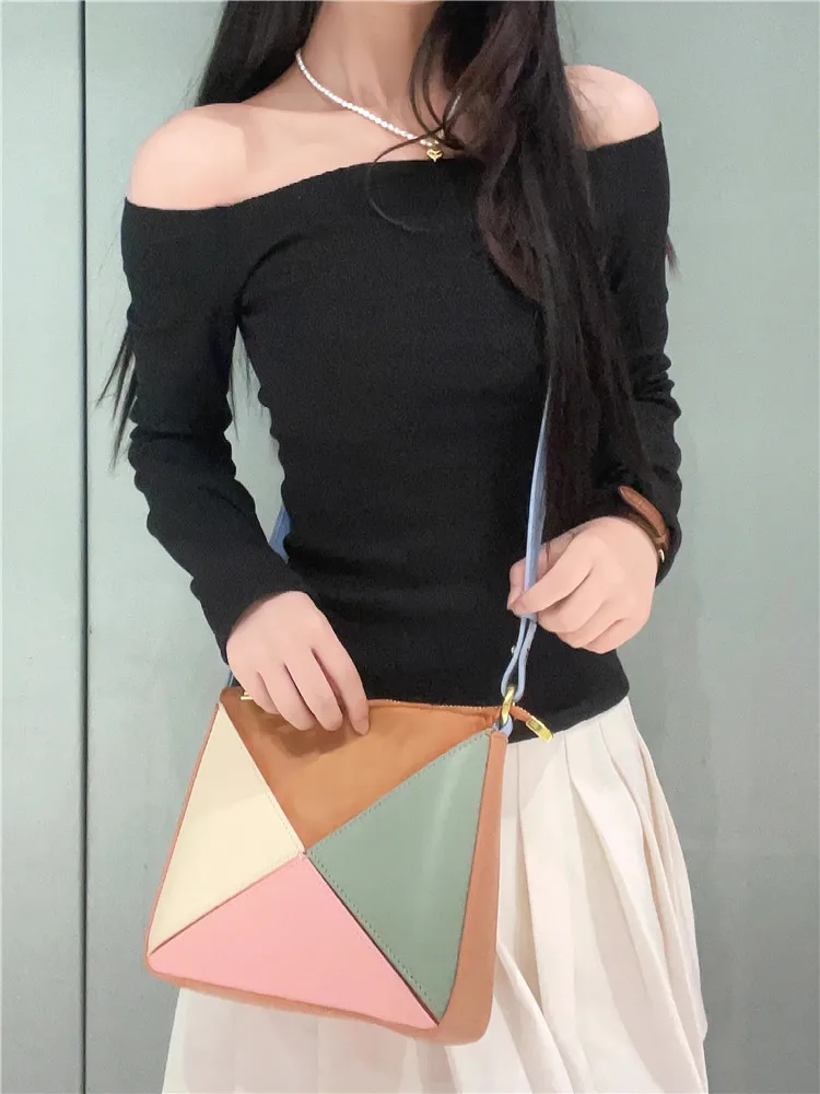 Crossbody Bag Women 2023 New Pleated Fashion Shoulder messenger bag PU leather Fold Triangle ladies Handbag Small Wrist bag bols