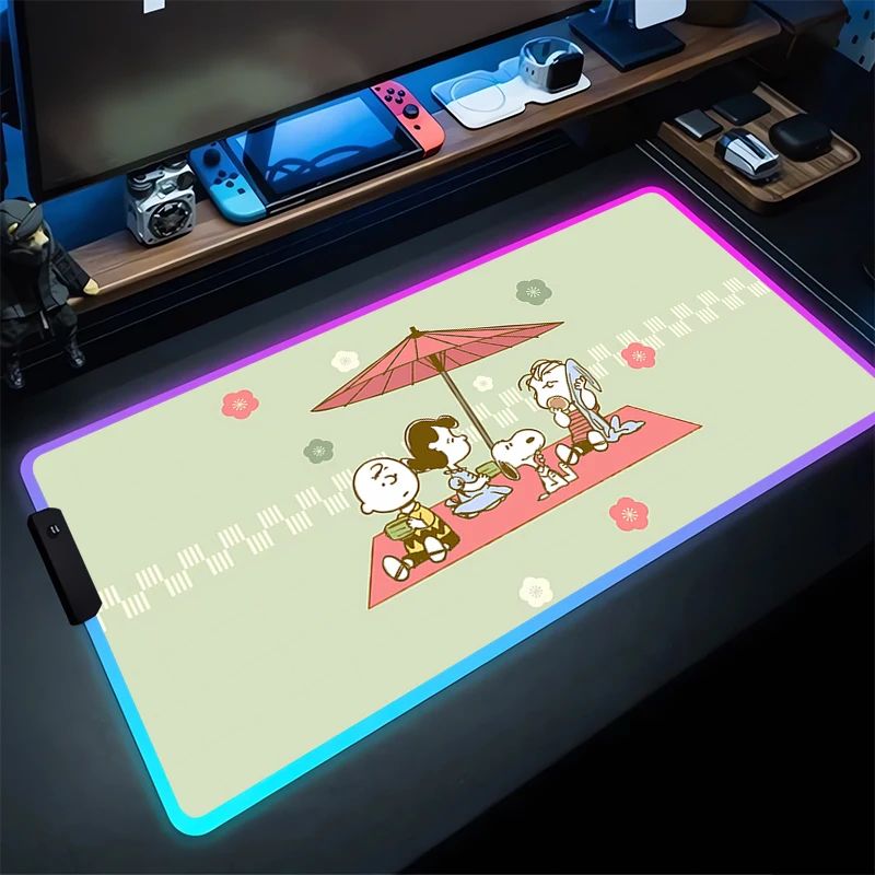 RGB Large Gaming S-Snoopy Mouse Pad Laptop Mat Gaming Mousepad Backlit Keyboard Gamer Table Pads Pad table mat Home Decor lovely