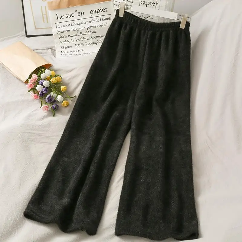 Velo di visone Gamba larga Autunno e inverno Pile ispessito Drappo a vita alta che fornisce un effetto dimagrante casual mentre i pantaloni CQ138