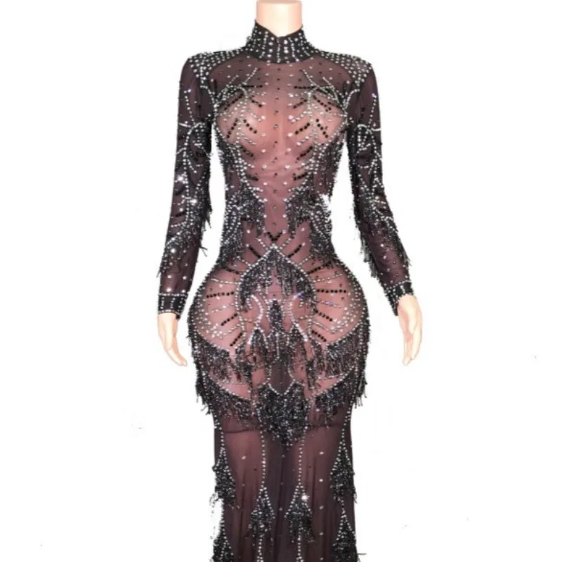 Birthday Holiday Party Clothing Nightclub Party Party Performance Glam Bright Rhinestone Elastic Memory Dress