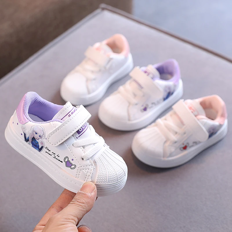 Girls shoes 2024 new solid soft bottom white shoes baby toddler shoes children's sports shoes little girl sneakers