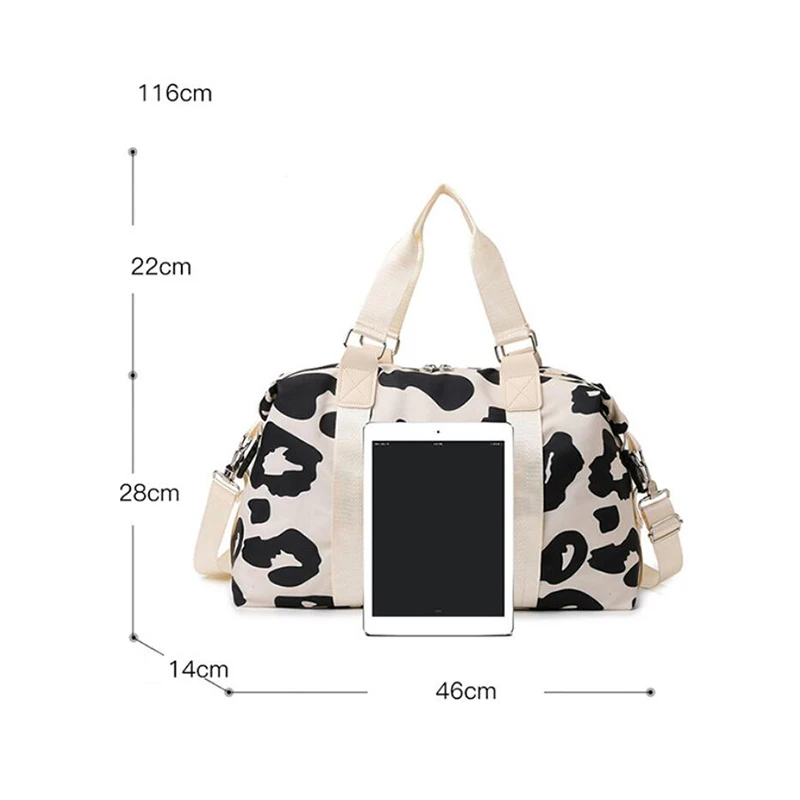 Leopard Short Travel Handbags para mulheres, Unisex Shoulder Bags, Dry Wet Separation, Yoga Sport, Gym Bag, Grande Capacidade