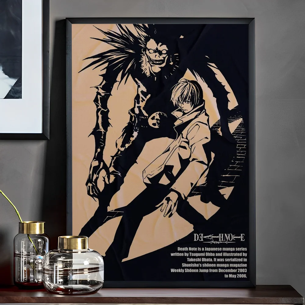 Affiches Vintage Classiques de Death Note d\'Anime, Peinture Murale, Papier Kraft Blanc, Décoration de Chambre Kawaii