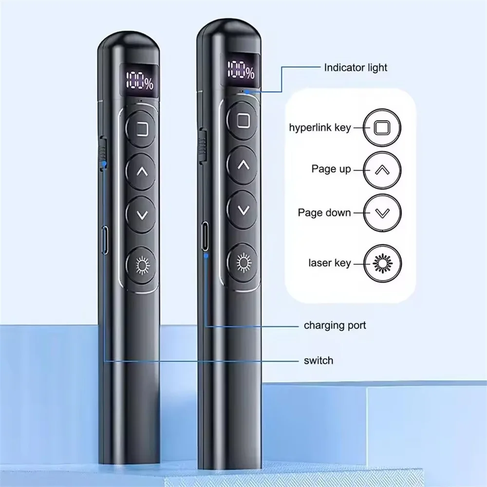 Powerpoint Pen Wireless Presentation Clicker Type-C Rechagable Remote Control Pen for Office Teaching Projector PPT Presenter