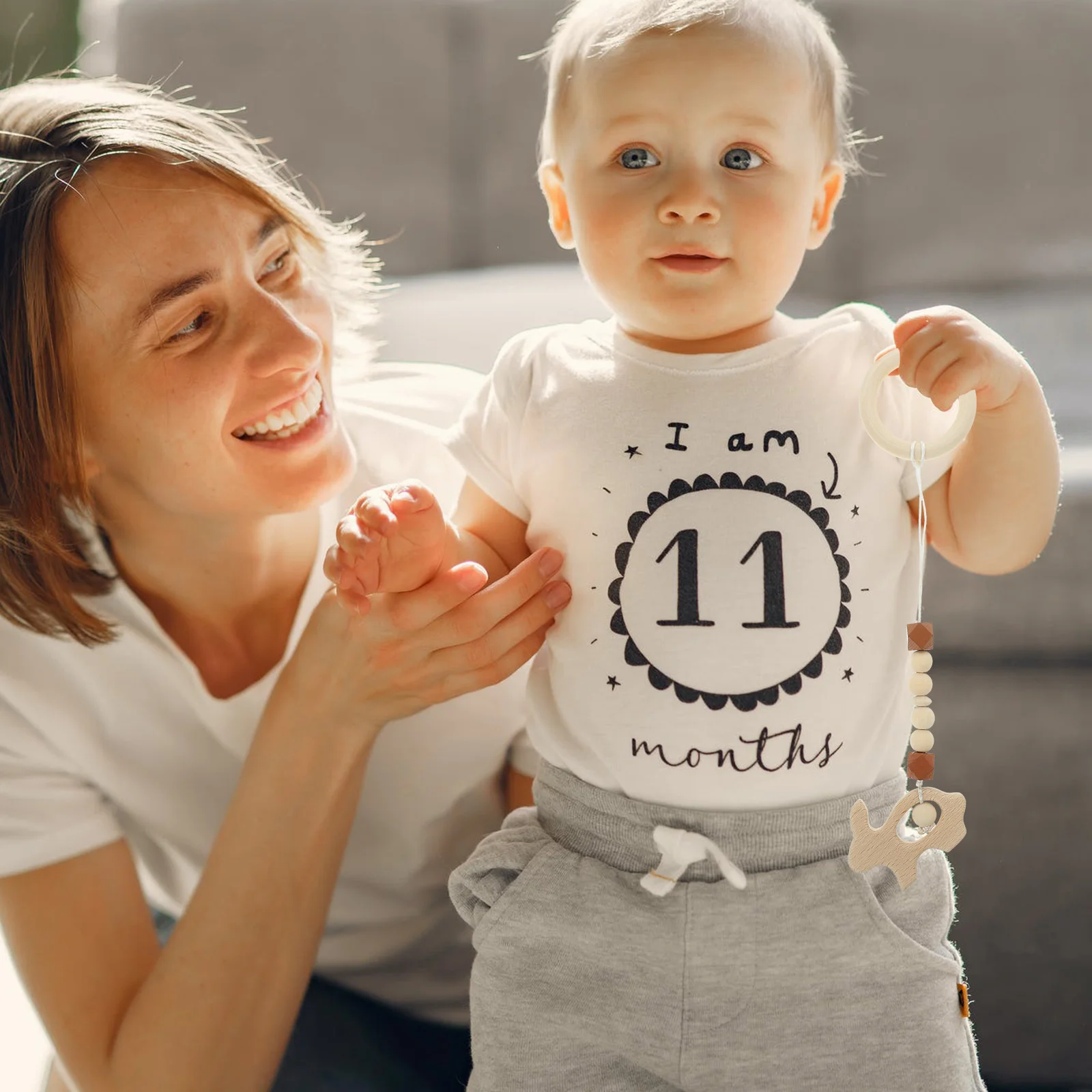 Support de gymnastique en bois pour bébé, 4 pièces, jouets sensoriels pour chambre d'enfant, pendentif perlé pour poussette d'enfants