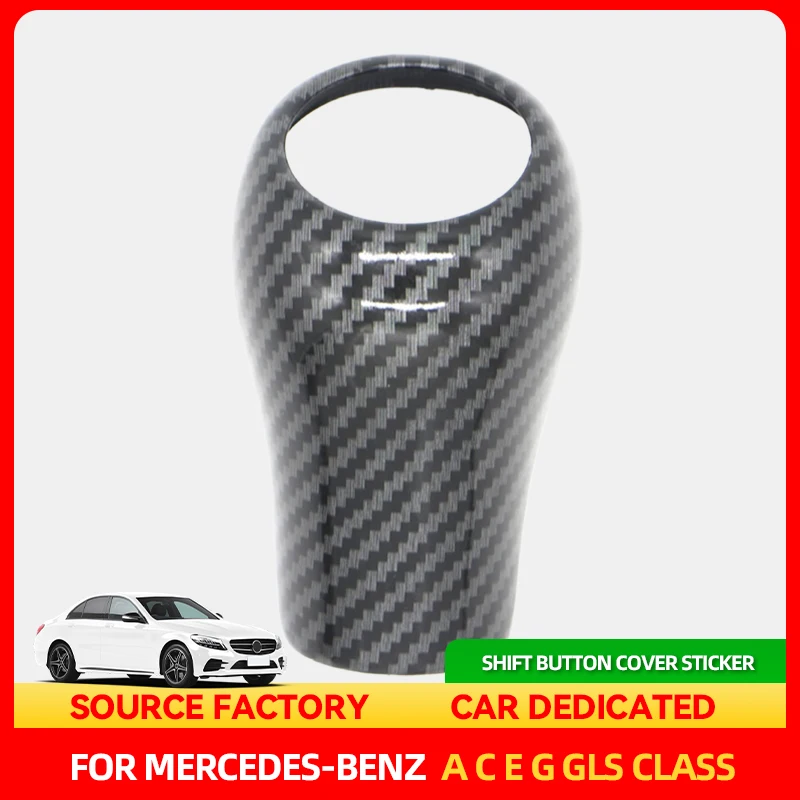 

Interior Stickers Carbon Fiber Style Car Gear Shift Handle Button Cover Stickers For Mercedes Benz W204 W212 A C E G GLS Class A