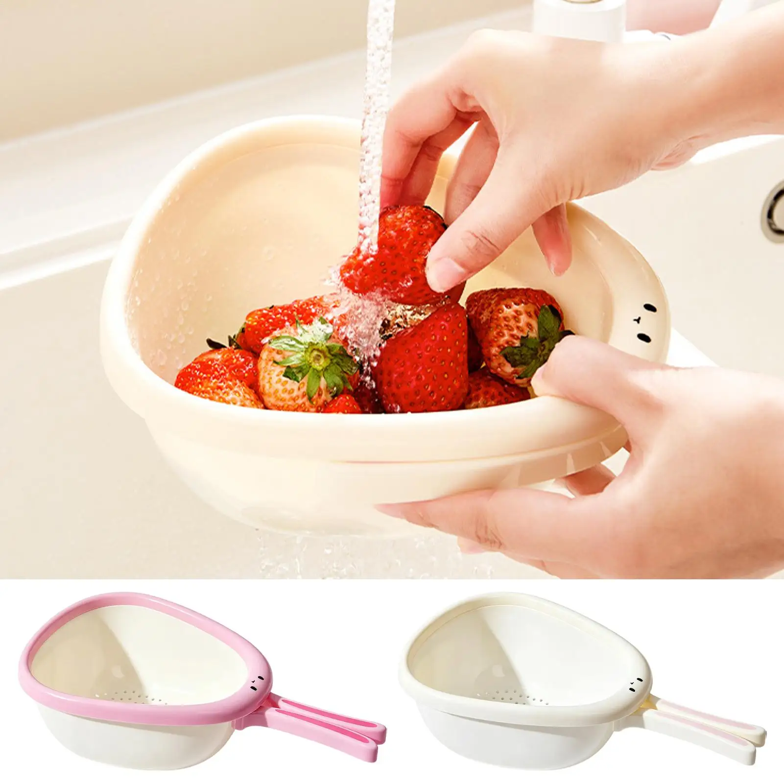 Handheld sink drain basket Colander Strainer folding handle vegetable washing basin Vegetables Fruits Washing Draining Basket