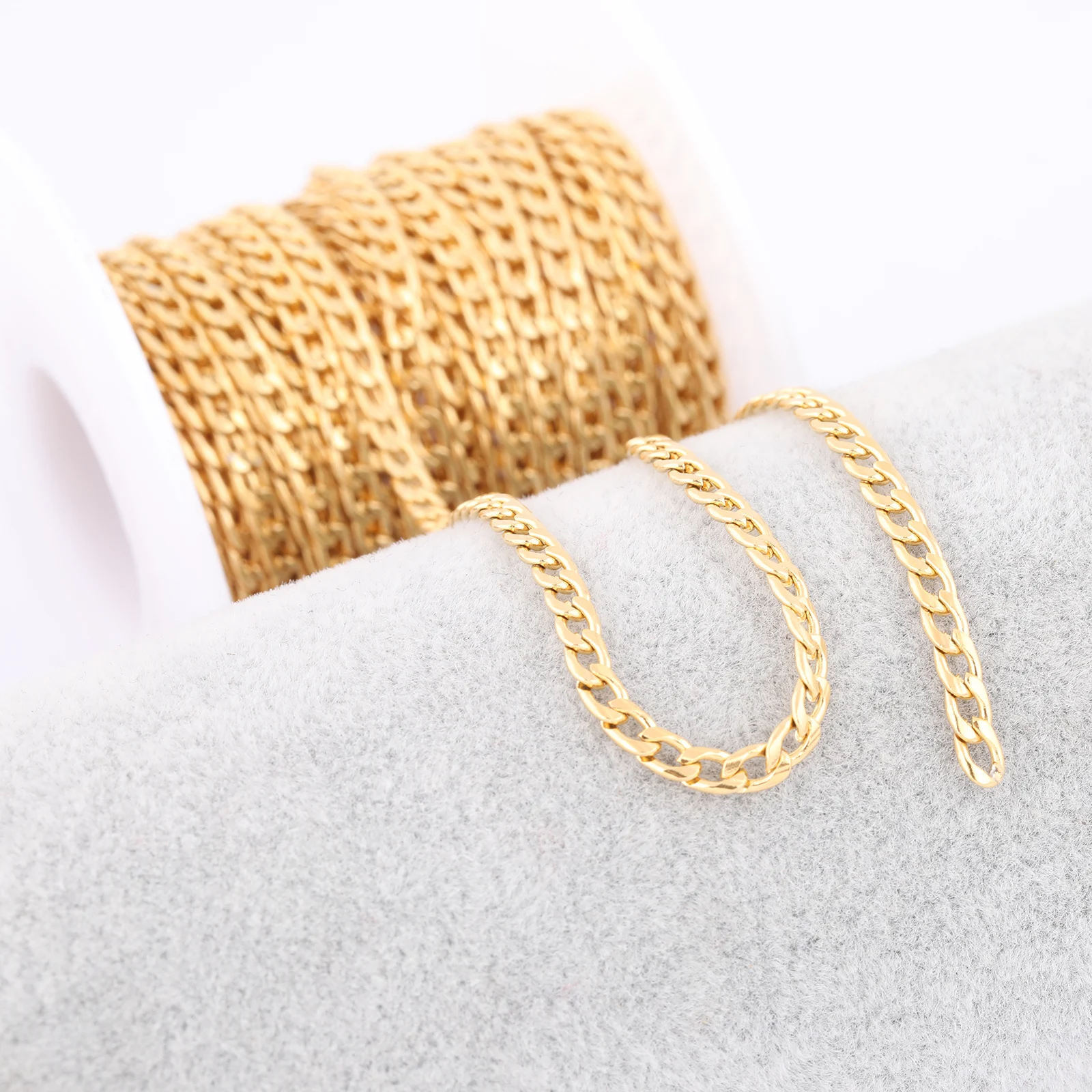 5meters/Roll Stainless Steel Gold Plated 3mm Wide Curb Link Chain For Jewelry Making Diy Bracelets Necklace Accessories