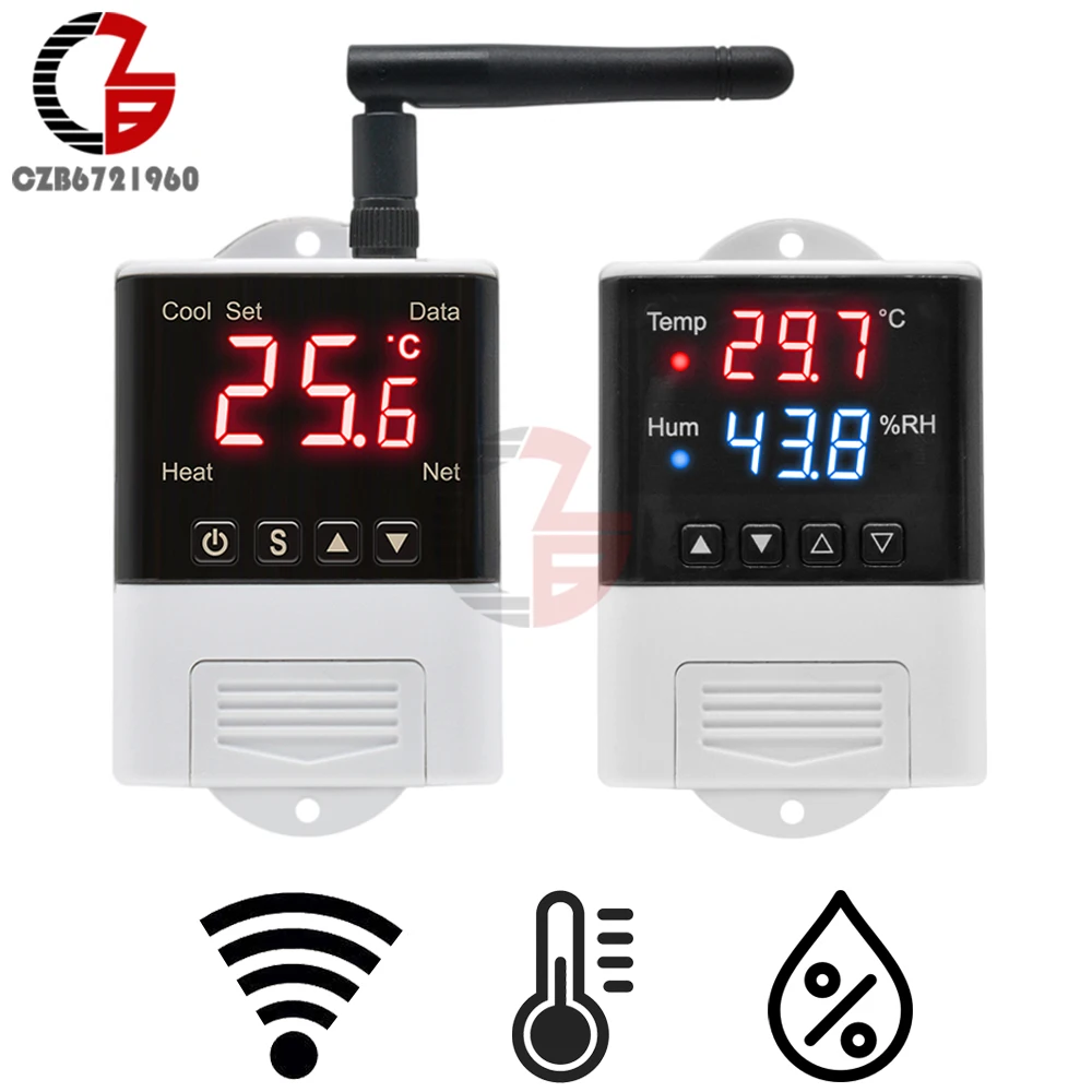 DC 12V 110V 220V Wifi Thermostat Humidistat Digital Temperature Humidity Controller Regulator Auto Car Incubator Thermoregulator