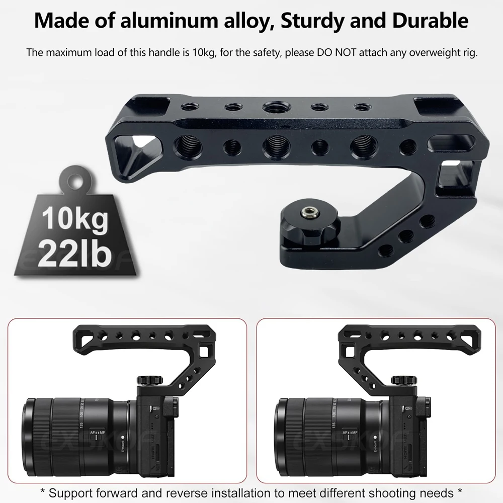 Top Handle Grip Universal Aluminium Alloy Handgrip Holder with Cold Shoe Mount 1/4