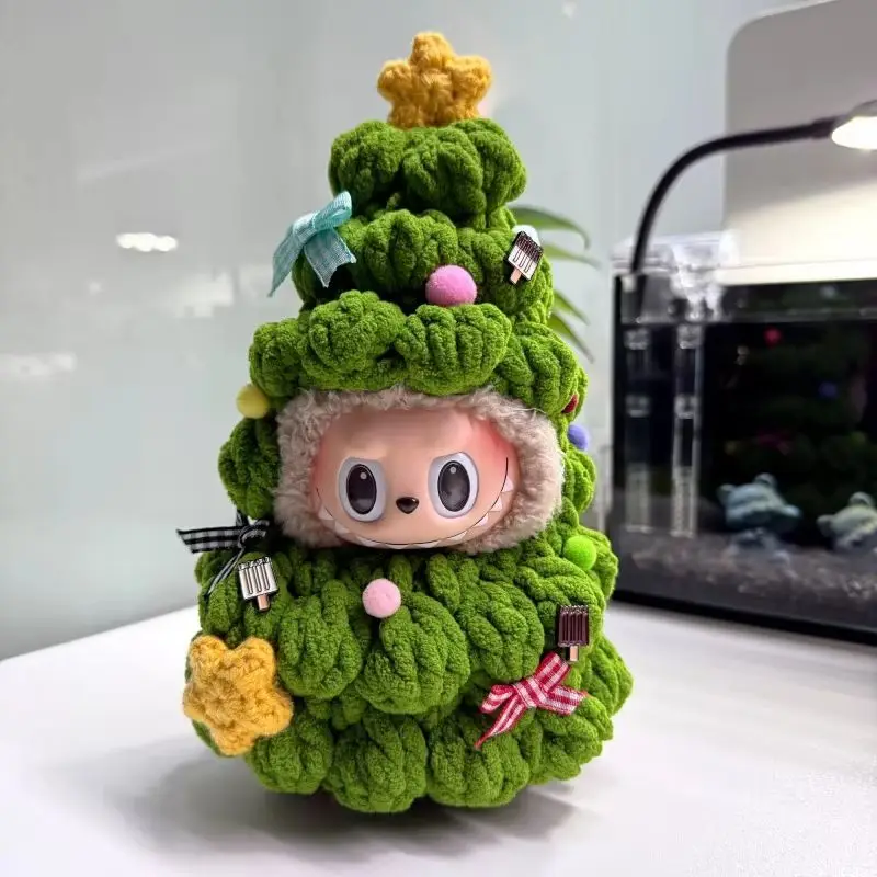 Material Package Knitted Crochet Christmas Tree Doll Clothes For Mini 10cm Doll Hand Woven Diy Material Ornament Decorative Gift