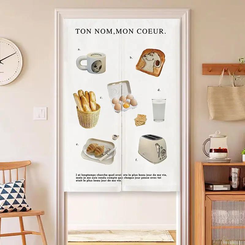 VIKAMA French Breakfast Coffee Toaster Half Curtain Hanging Door Curtain Closet Room Tapestry Kitchen Decor Soft Washable
