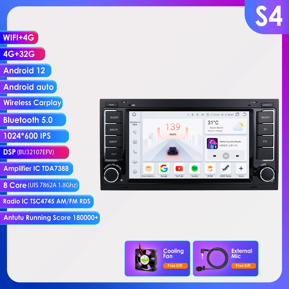 Carplay Android Auto Radio Voor Volkswagen Touareg 2004-2011 Multivan Transporter T5 Auto Multimedia Speler Gps 4G-Let Autoradio