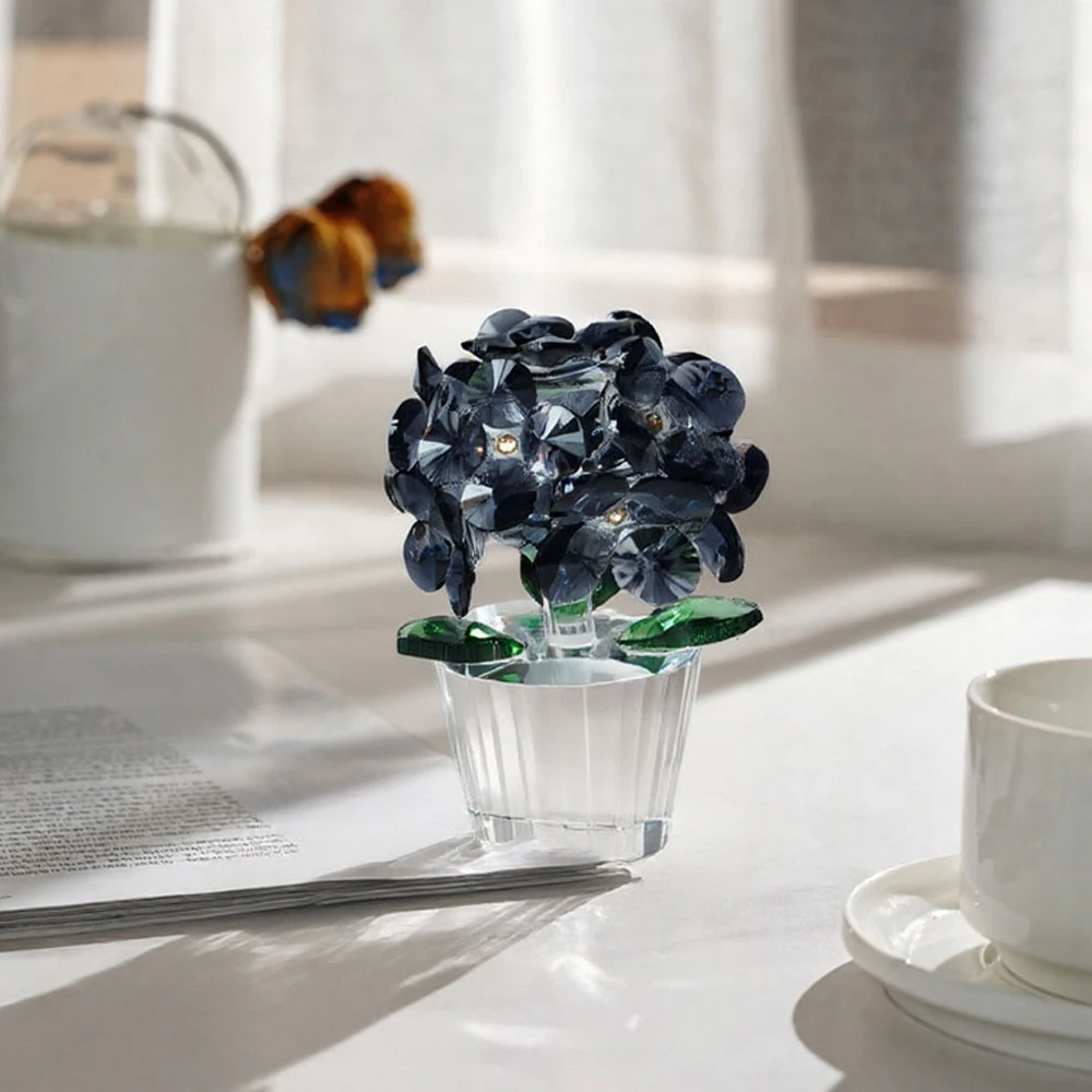 

Crystal Hydrangea Macrophylla Flowers Gifts for Women,Handmade Glass Flower Bouquet Figurines Collectible for Home Room Tabletop