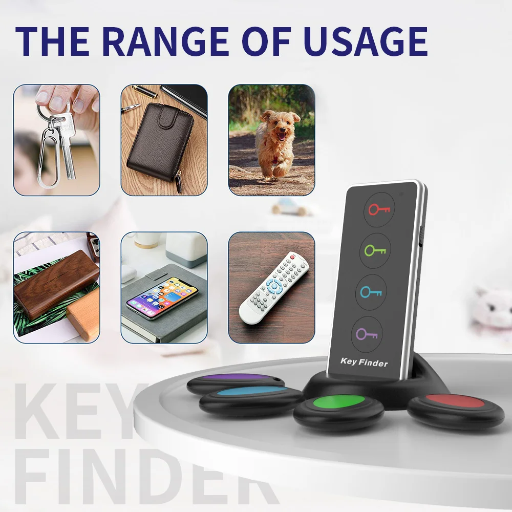 Localizzatore di chiavi wireless 4 in 1 con logo personalizzato con navigazione GPS e allarme sonoro con tracciamento remoto Realizzato in plastica resistente