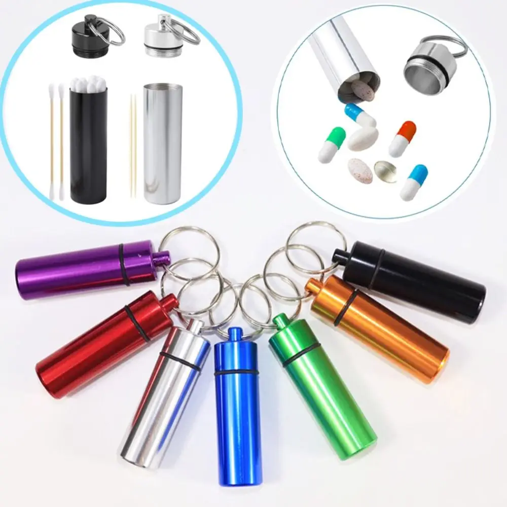 

New Metal Toothpick Holders Seal Up Portable Tips Pill Containers Travel Storage Keychain Pill Organizer Outdoor Travel