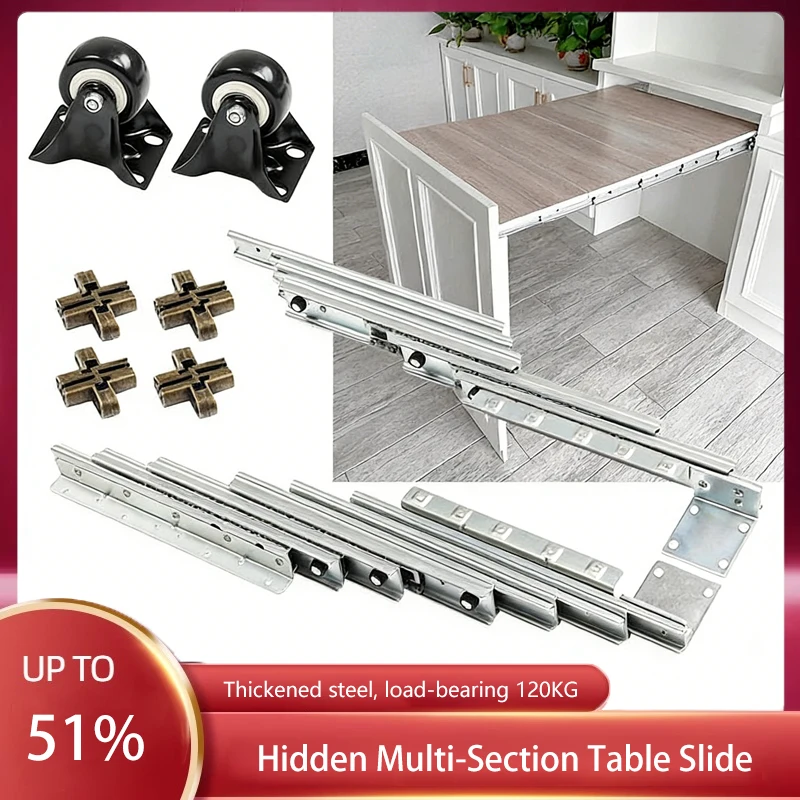 

Hidden Type Folding Table Slide Rail Pull Out Extension Mechanism For Kitchen Cabinet Heavy Duty Space Saving Design