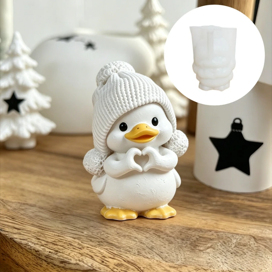 Niedliche Enten-Silikonform, ideal für DIY-Bastelarbeiten und Epoxidharz-Projekte. Die Form erzeugt klare, handgefertigte Kunsthandwerksprodukte und Seifenstücke.