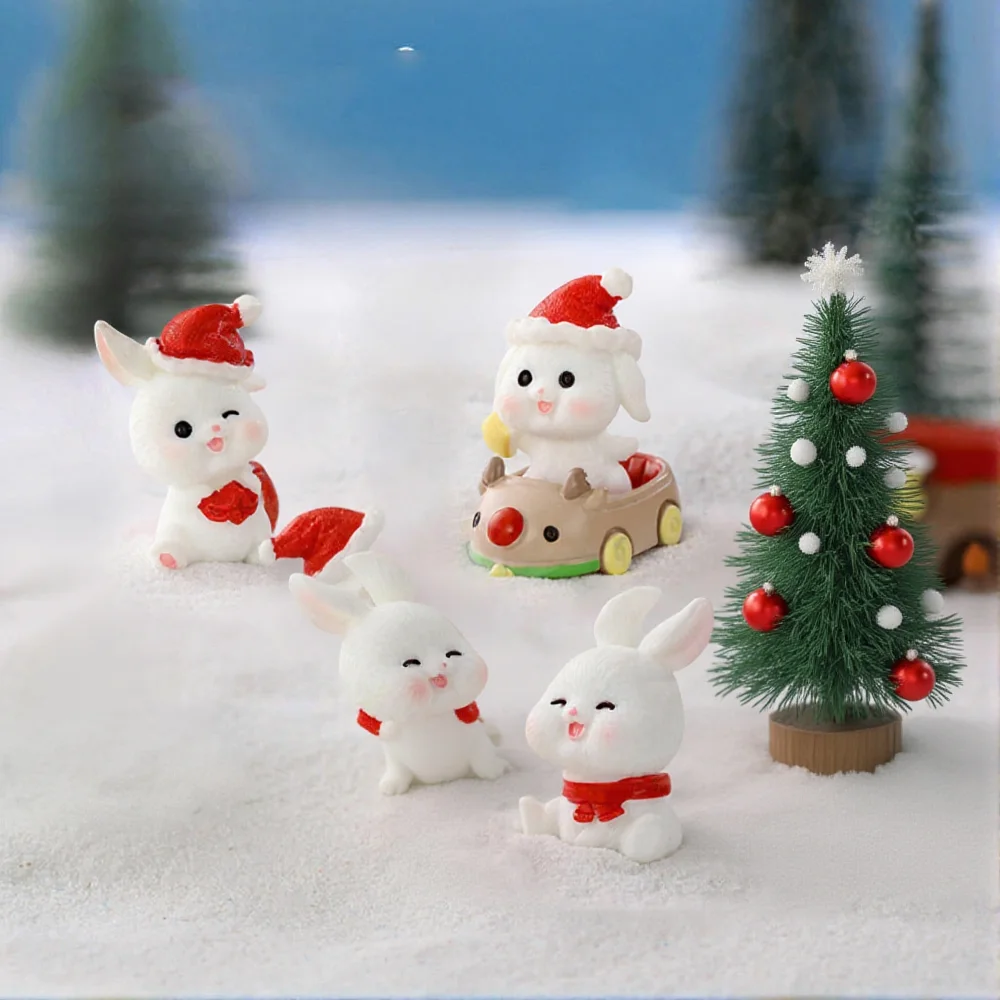 جديد عيد الميلاد زخرفة صغيرة عيد الميلاد زلاجات أرنب المشهد الصغير الثلوج الملحقات عيد الميلاد الراتنج زخرفة #1