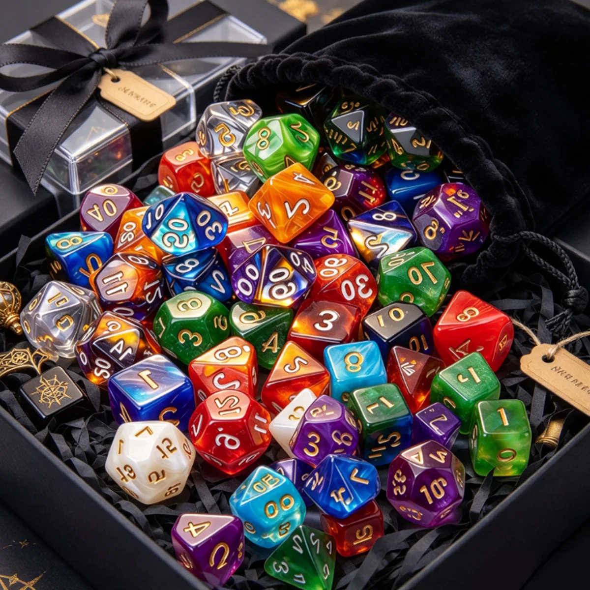 35/42/49pcs RPG Polyhedral Dice Set with Velvet Storage Pouches, Assorted D4-D20 Tabletop Gaming Dice, Party Board Game Gift ZSY