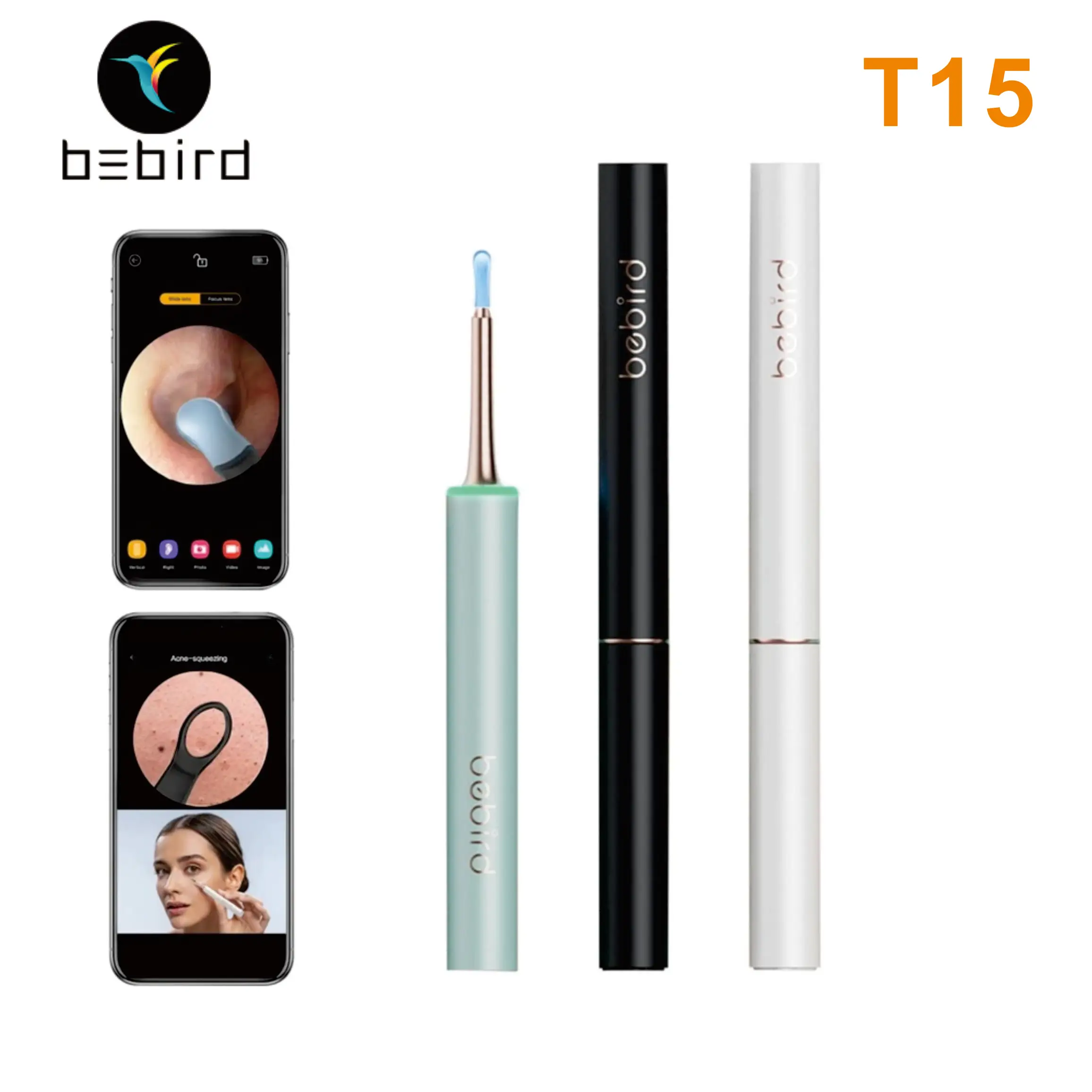 

Bebird T15 2 in 1 Acne & Ear Wax Removal Tool With 500W Pixels Camera Visual Otoscope Cleaner ISO Andorid App Smart Endoscope