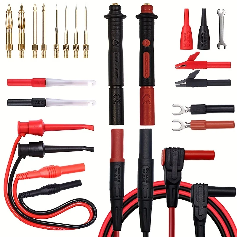 1 Set Multimeter Leads Kit, Professional and Upgraded Test Leads Set with Replaceable Gold-Plated Multimeter Probes Silicone Wir