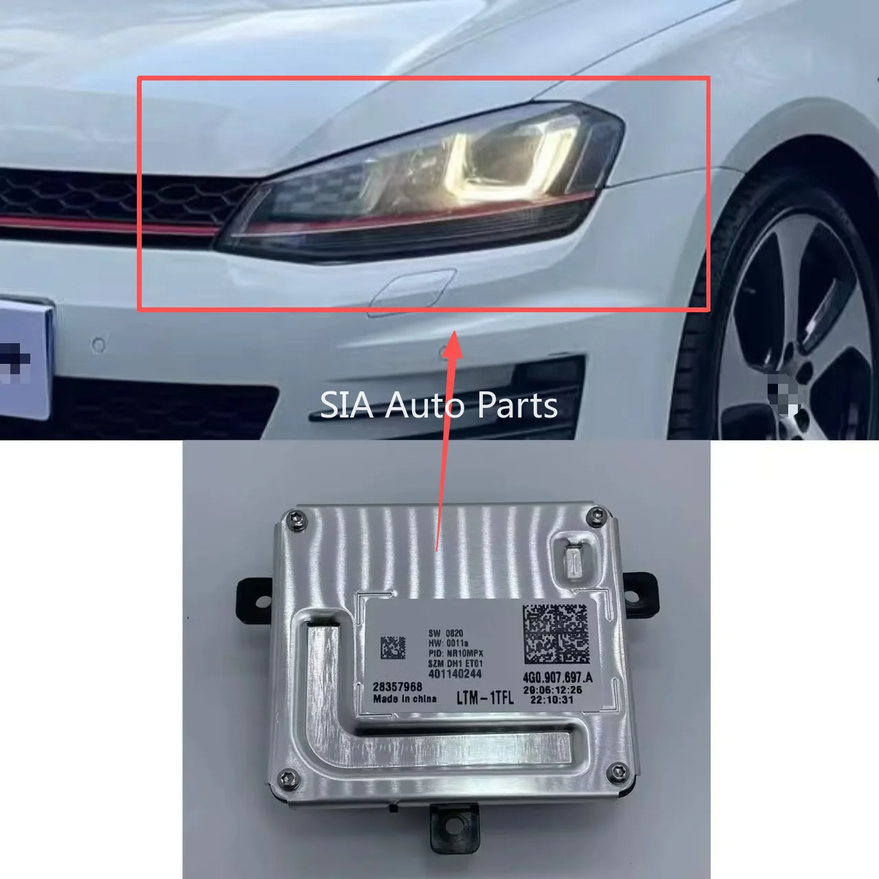 

4G0907697A LED Xenon Headlight Ballast Daytime Running Light Control Module Unit for- Golf MK7 Golf SEAT