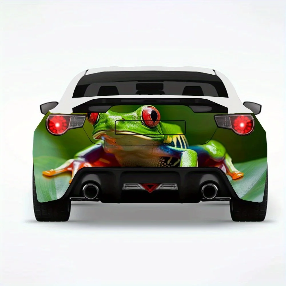 

Красочная лягушка на листе, автомобильная наклейка-виниловая наклейка на заднюю часть автомобиля, водонепроницаемые самоклеящиеся виниловые наклейки для хвоста и бампера автомобиля, D