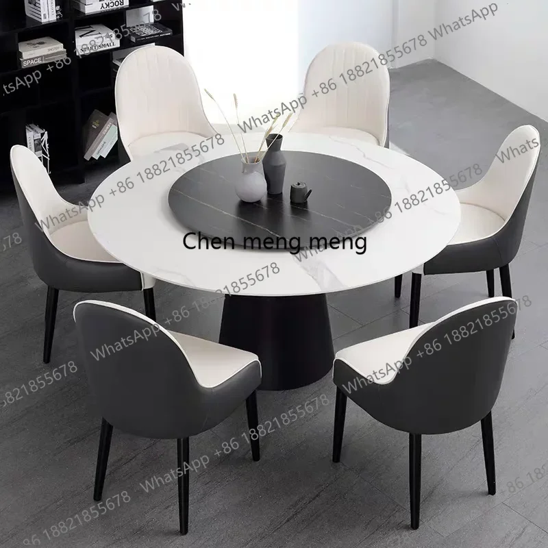 

Aesthetics Round Dining Table Modern Light Luxury Cream Wind Unusual Restaurant Table Simple Comfortable Adult Muebles Furniture