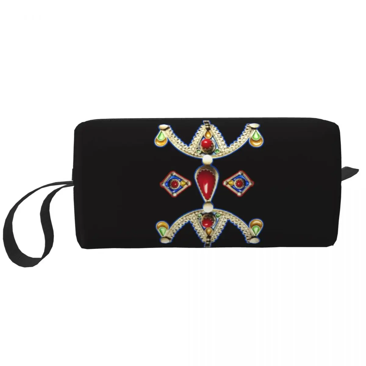 Z Imazighen Kabyle Jewelry Cosmetic Bag Women Kawaii Big Capacity Amazigh Berber Ethnic Makeup Case Beauty Storage Toiletry Bags