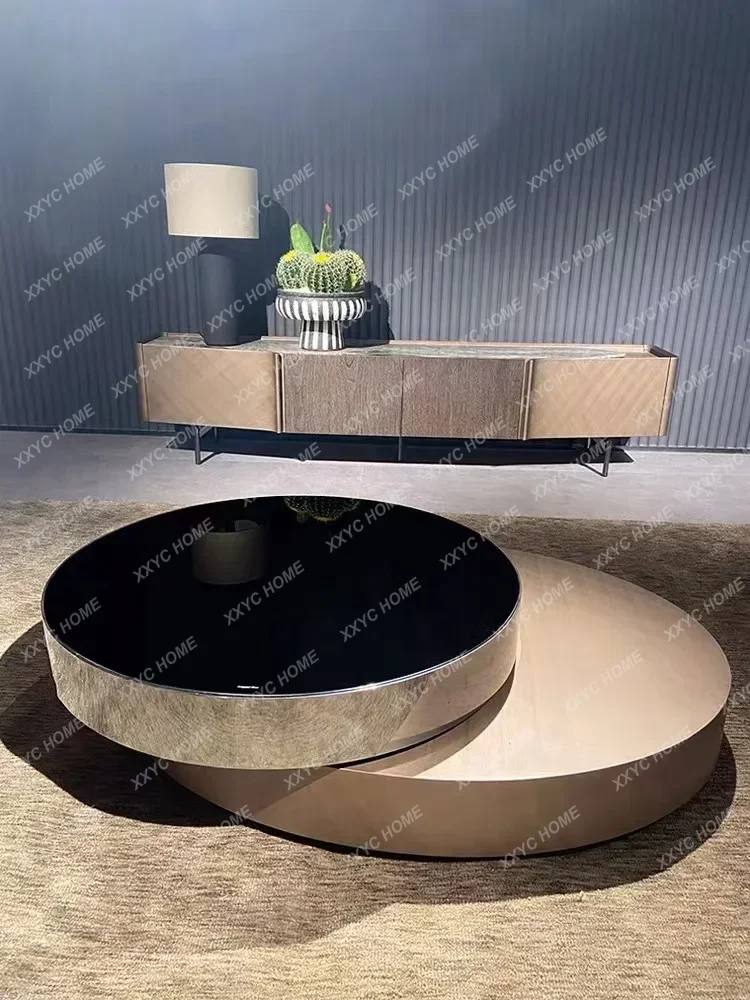 

light luxury rotating coffee table Modern simple telescopic 360 degree round tea table