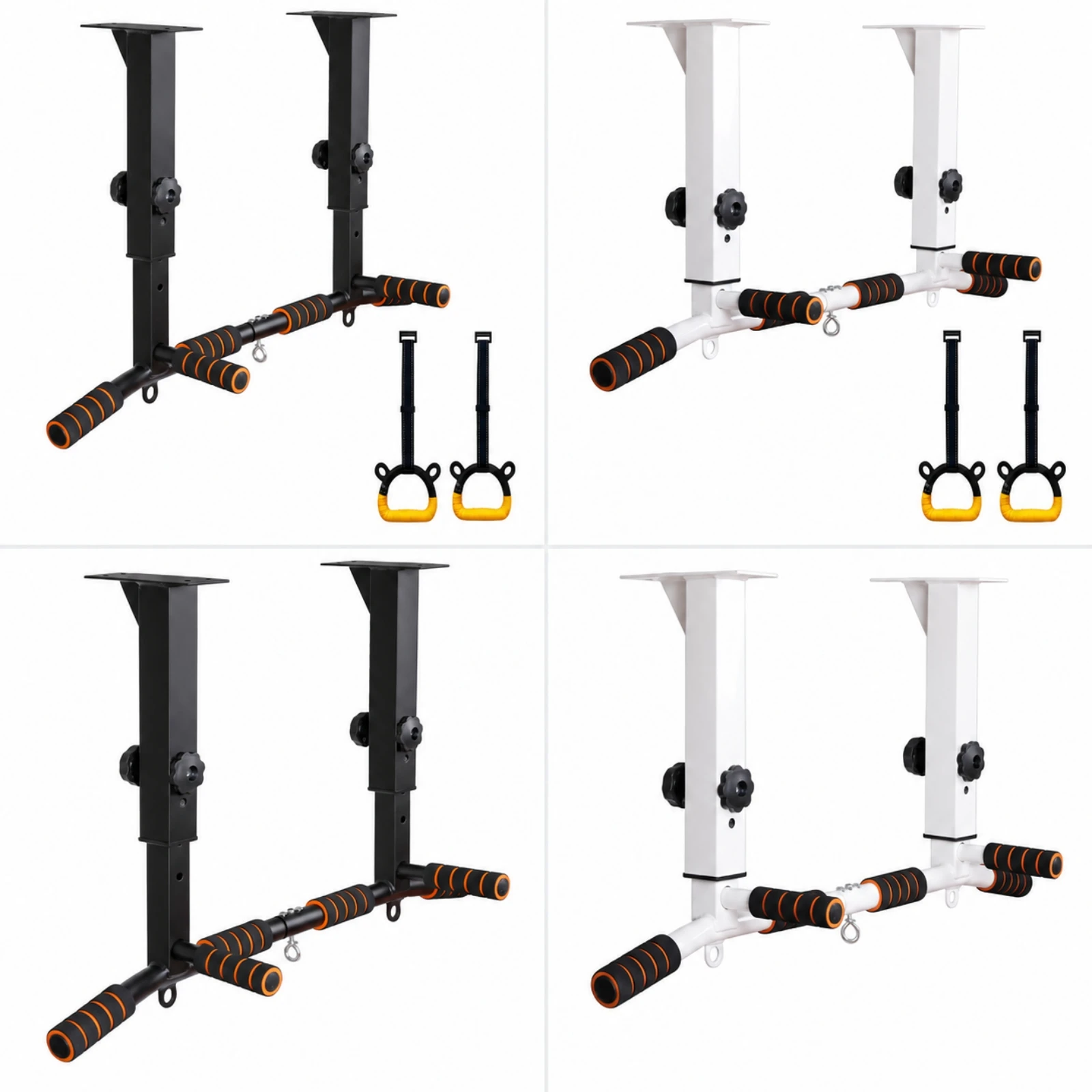 Adjustable Ceiling Pull-up Bar with Padded Grips Steel Frame Ceiling-Mounted Pull-up Bar Fitness Equipment Ergonomic Non-Slip