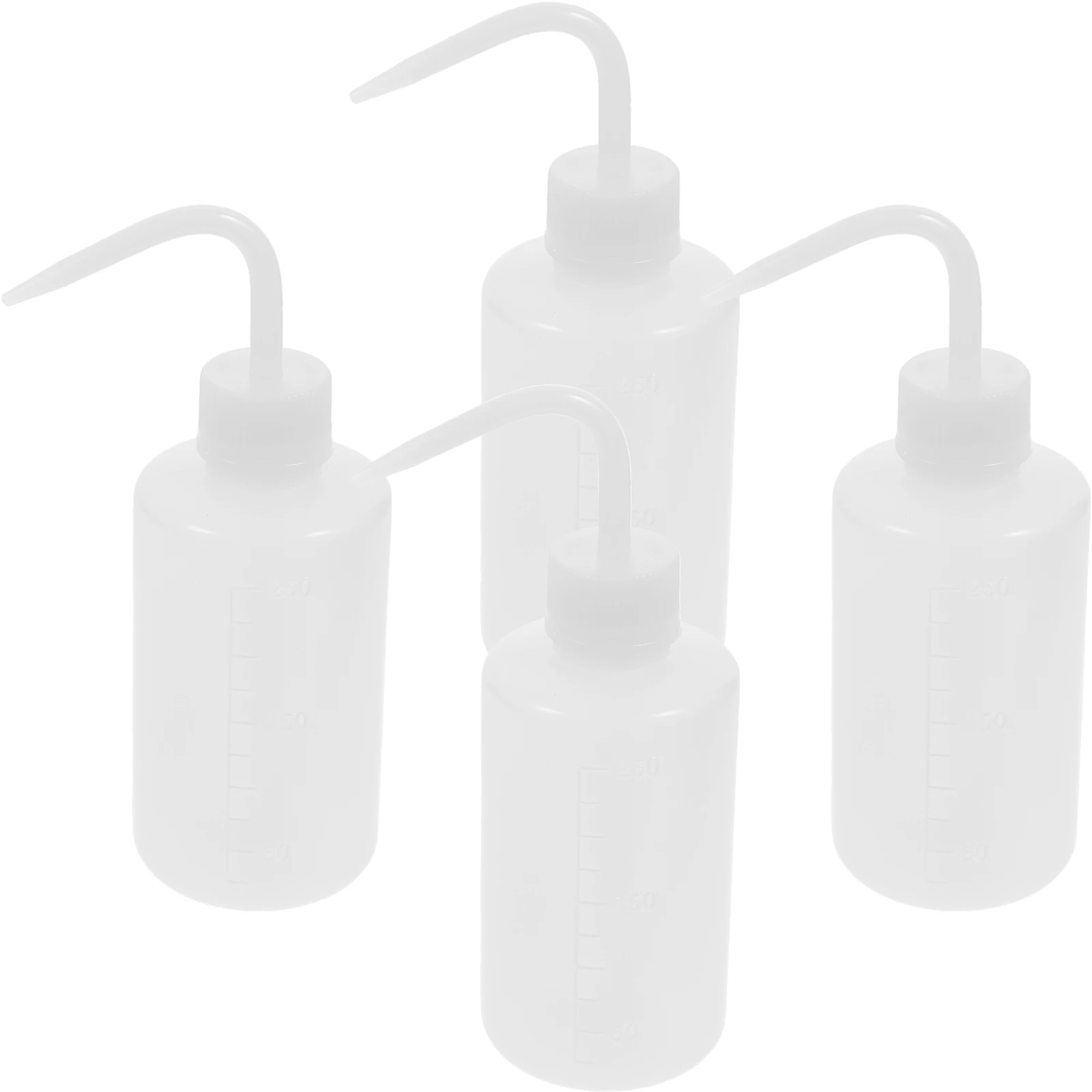 

4Pcs Wash Bottle 250ml Plastic Sturdy Bendable Spout Narrow Mouth Graduated Washing Bottle for Laboratory Cleaning and Watering