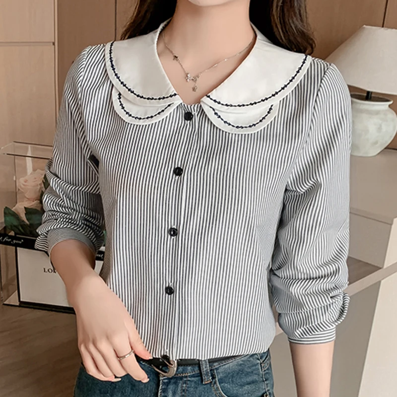 Style Ayo Women Spring Long-sleeved Blouses Double-Acudo Color Kara Shirt BL1625