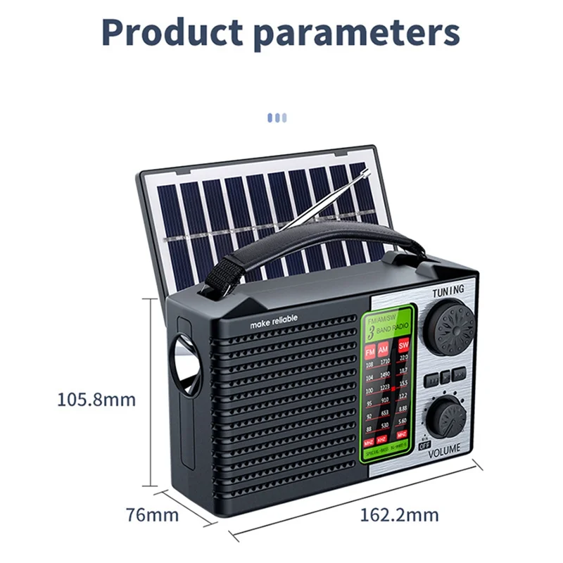 B03B-Portable AM FM SW Radio With Flashlight & BT Speaker Emergency Radio For Outdoor Camping And Emergency