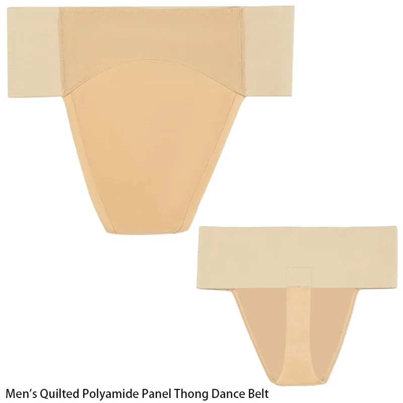 Men's Reinforced Front-Lined Thong Dance Belt for Men Team Basic Ballet Gymnastics with Wide Elastic Waistband and Lining Briefs