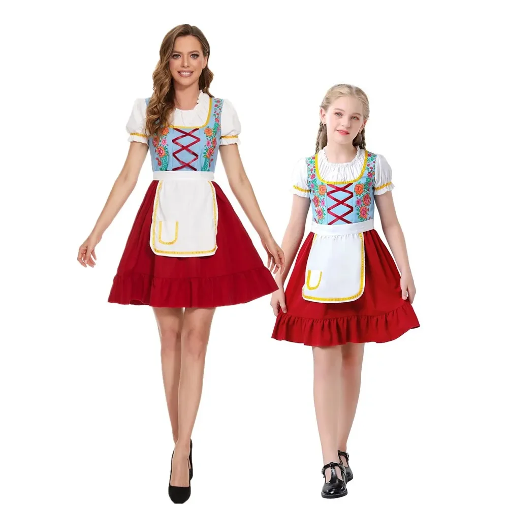 

Germany Oktoberfest Bavarian Beer Girl Cosplay Costume Stage Performance Parade Tavern French Maid Fancy Parent-Child Dress