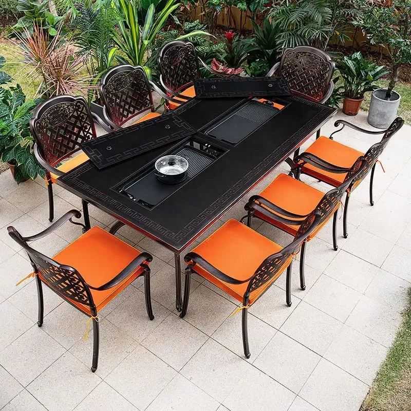 

Outdoor tables and chairs, barbecue set, courtyard garden, outdoor, terrace, cast aluminum leisure
