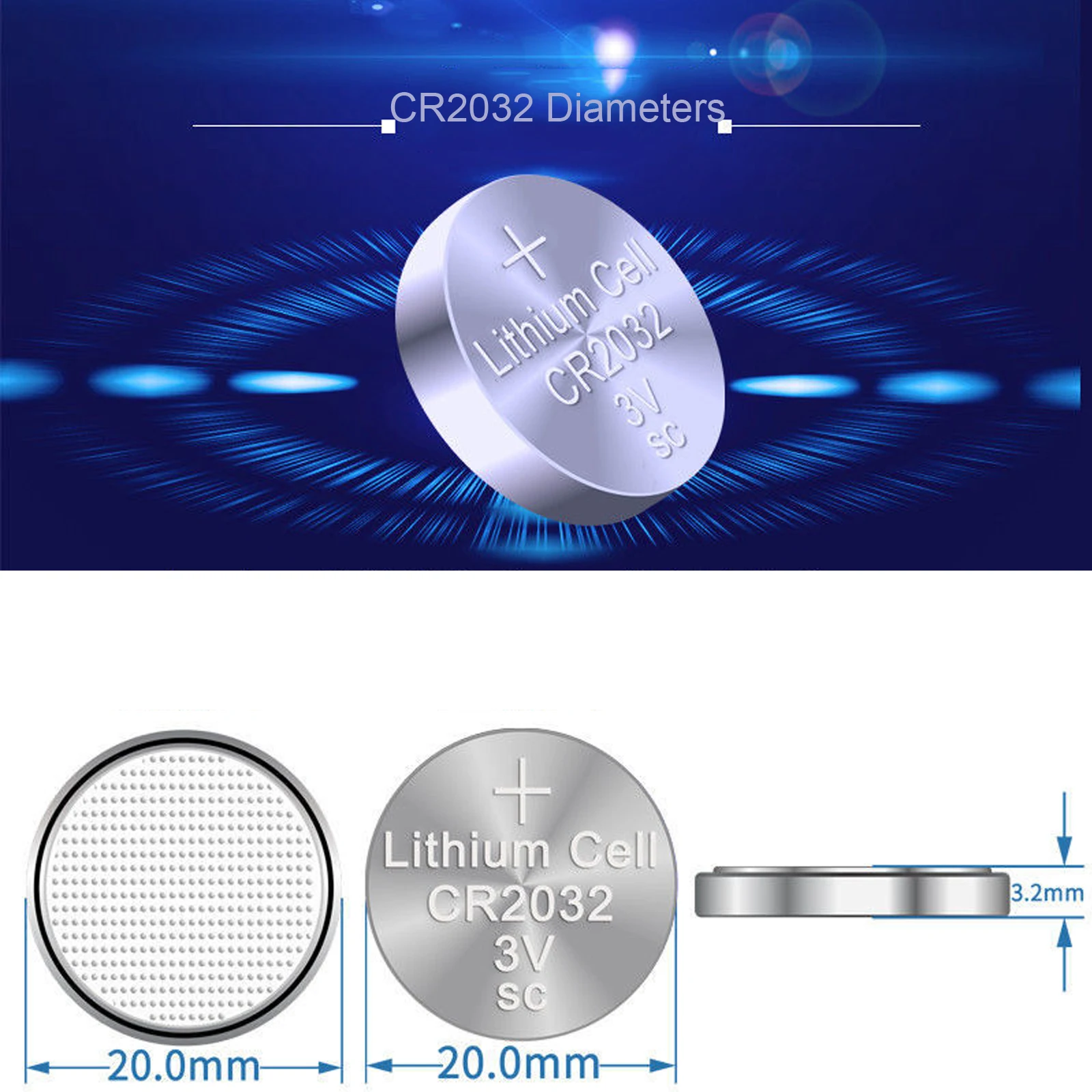 100 pces cr2032 cr 2032 ecr2032 3v bateria de lítio para relógio computador controle remoto calculadora botão pilha moeda bateria