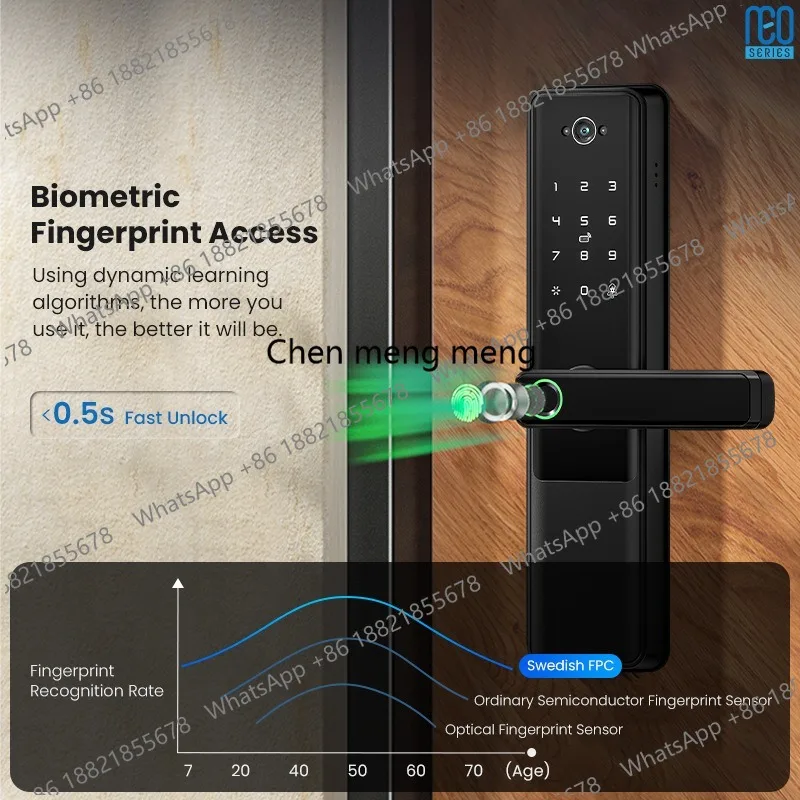 Graffiti APP semi-automatic smart door lock, visual cat eye fingerprint password lock