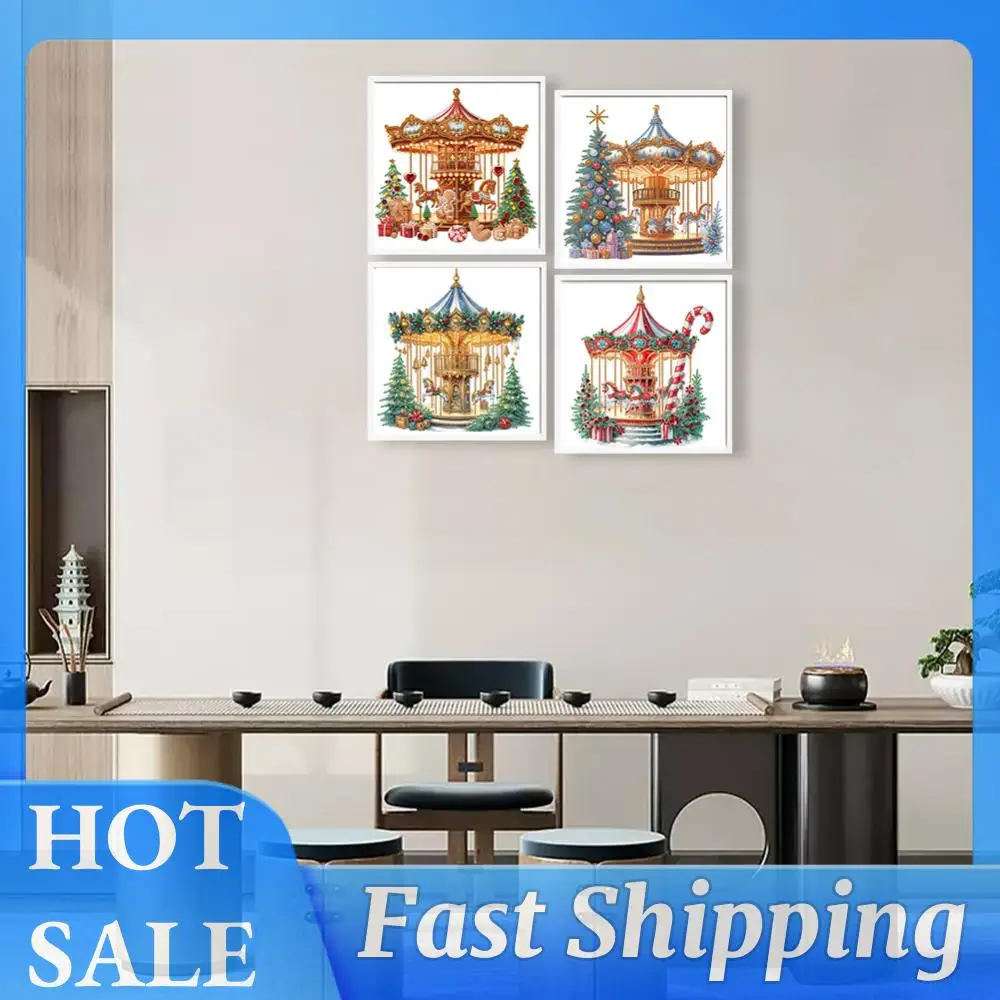 

Набор для алмазной вышивки 5D DIY, 4 шт., 30x30 см, с кристаллами, в форме карусели, специальная форма