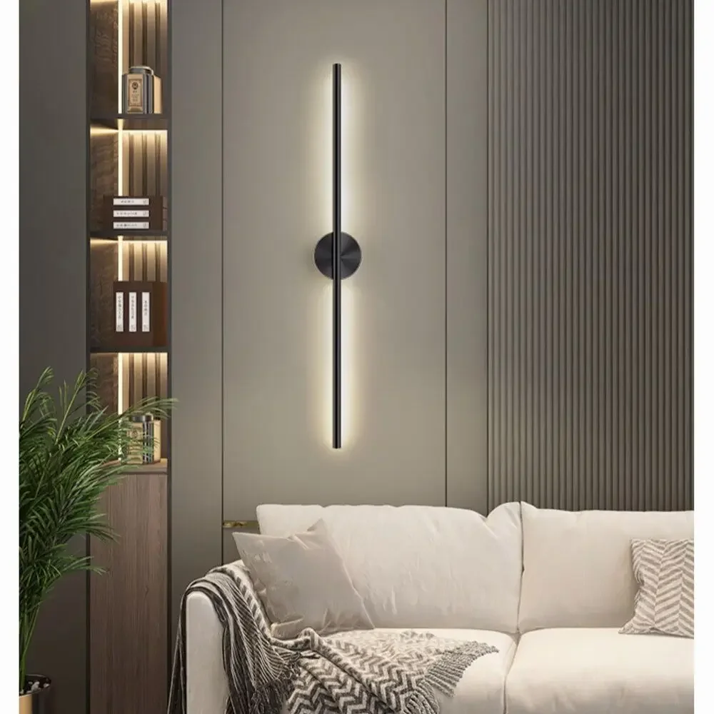 Lampada da parete moderna a LED Design lungo bastone Semplice sfondo nordico per interni Decorazioni da parete Luci per soggiorno Camera da letto Scale Hotel