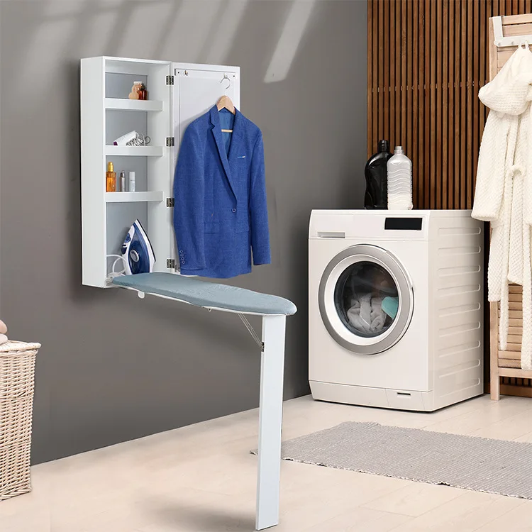

Amazon hot-selling wall-mounted ironing wardrobe foldable ironing board mirror cabinet household storage wall-mounted cabinet