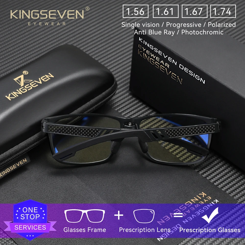 KINGSEVEN Causal High Quality Prescription Glasses Anti Blue Light Optical Lens Myopia Hyperopia Men Women Reading Glasses
